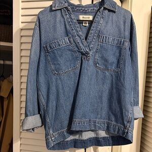 Madewell Blue Denim Pullover Top